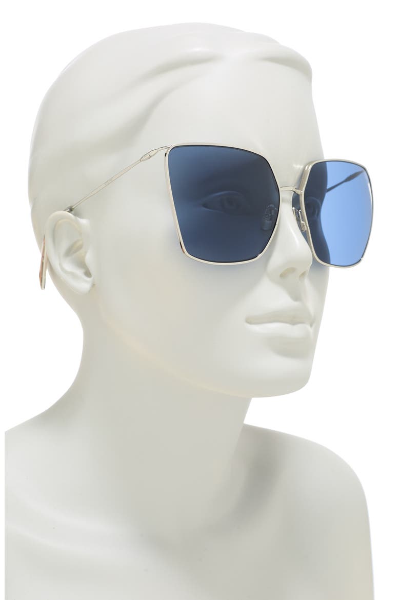 65mm Butterfly Sunglasses, Alternate, color, SHINY PALLADIUM / BLUE