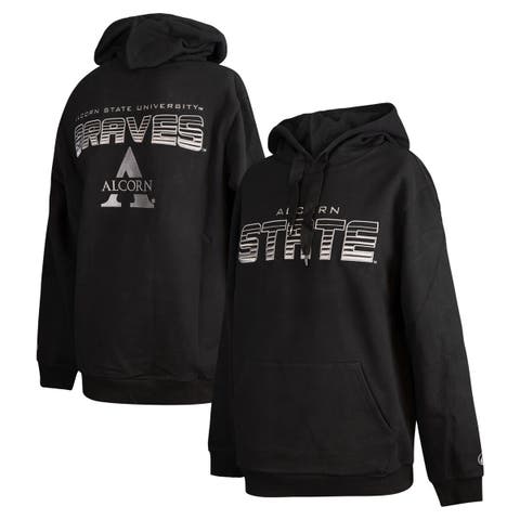 Men's FISLL  Black Alcorn State Braves Puff Print Sliced Pullover Hoodie