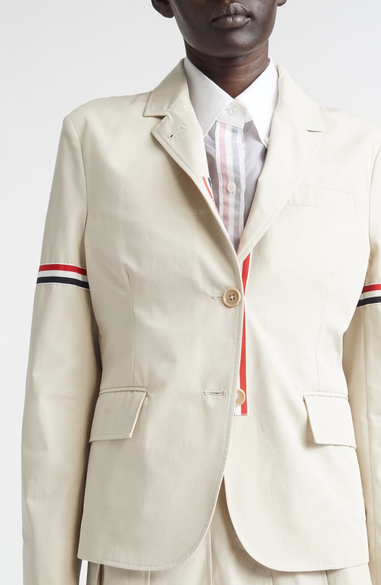 Thom Browne Tricolor Armband Relaxed Fit Cotton Sport Coat, Alternate, color, Beige