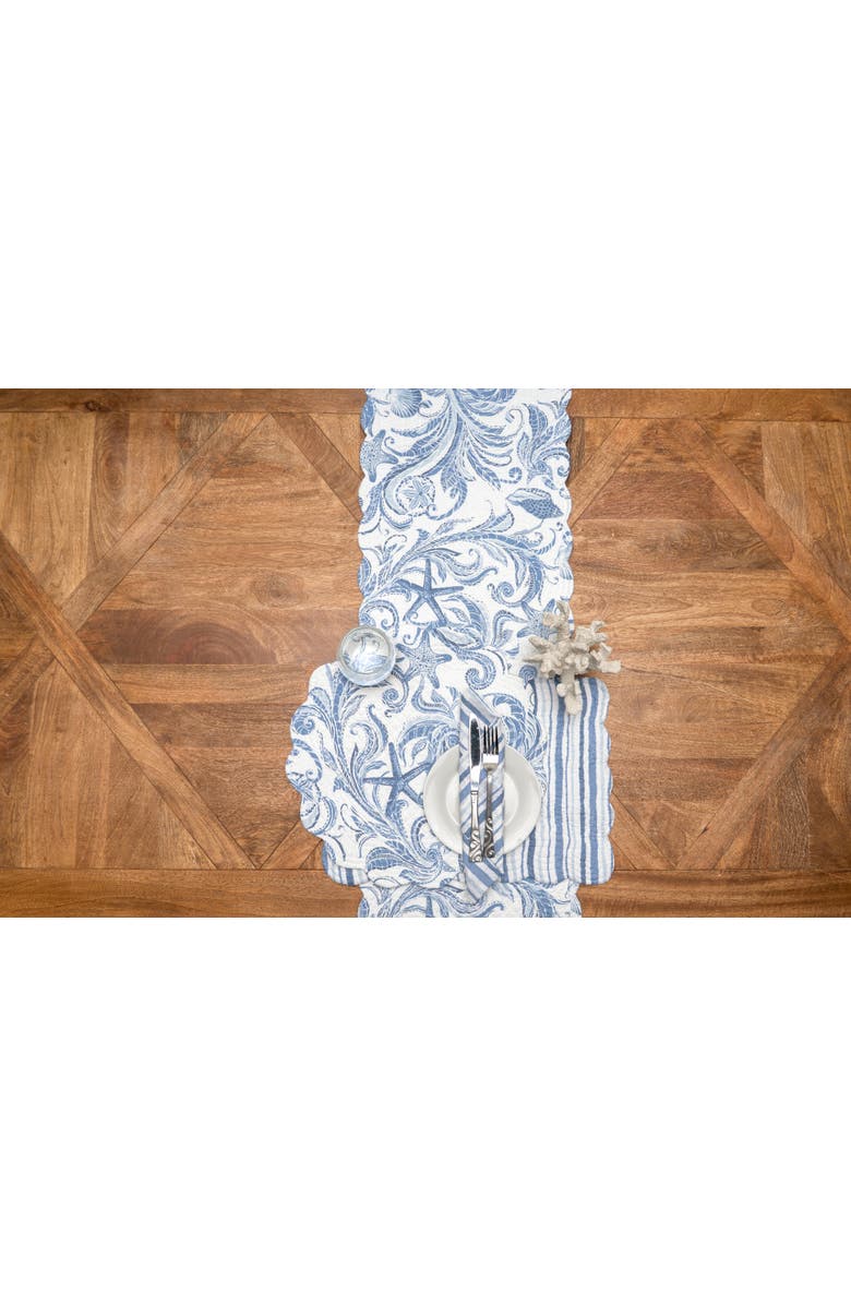 C&F Home Tidal Waves Round Set of 6 Placemats  17", Alternate, color, Blue