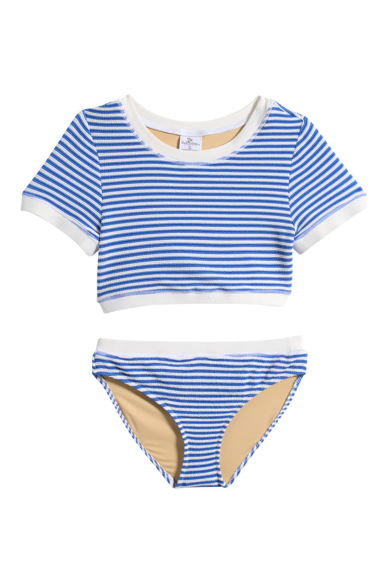 Kids' Stripe Two-Piece Swimsuit, Main, color, BLUE