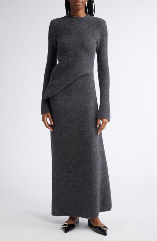 GIA STUDIOS Folded Long Sleeve Wool & Cotton Sweater Dress in Dark Grey 