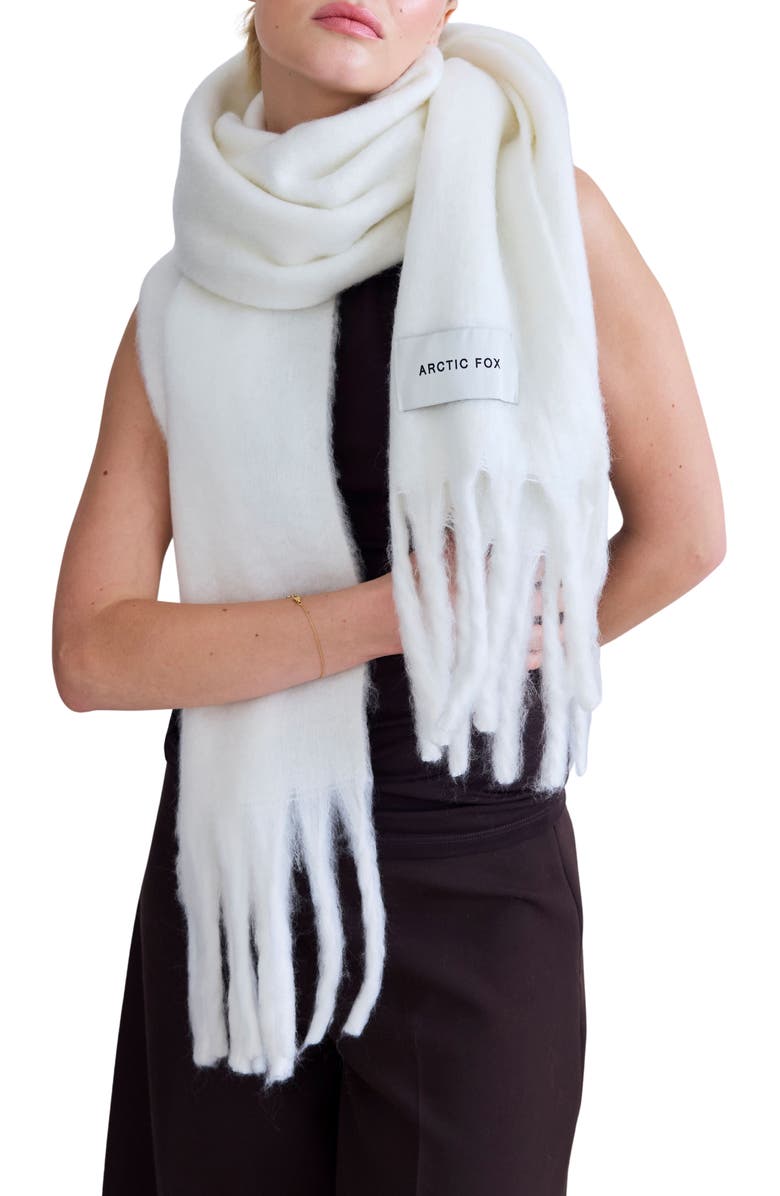 Arctic Fox & Co The Stockholm Fringe Scarf, Main, color, Polar White