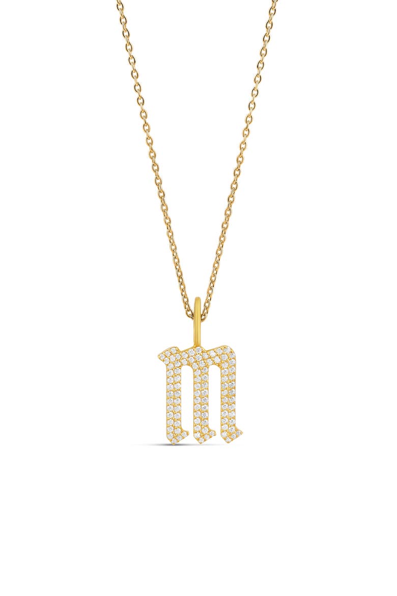 Gothic Initial Charm Necklace, Main, color, GOLD
