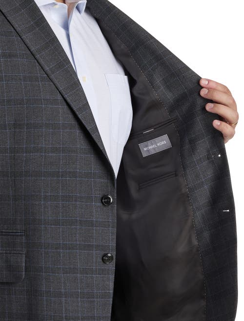 Michael Kors Big & Tall Windowpane Sport Coat In Charcoal