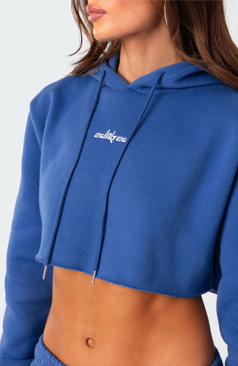 EDIKTED Brenna Crop Hoodie, Alternate, color, Blue