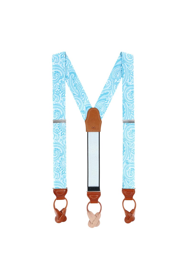 Sobee Paisley Brace Bow Tie & Pocket Square Set, Alternate, color, Light Blue