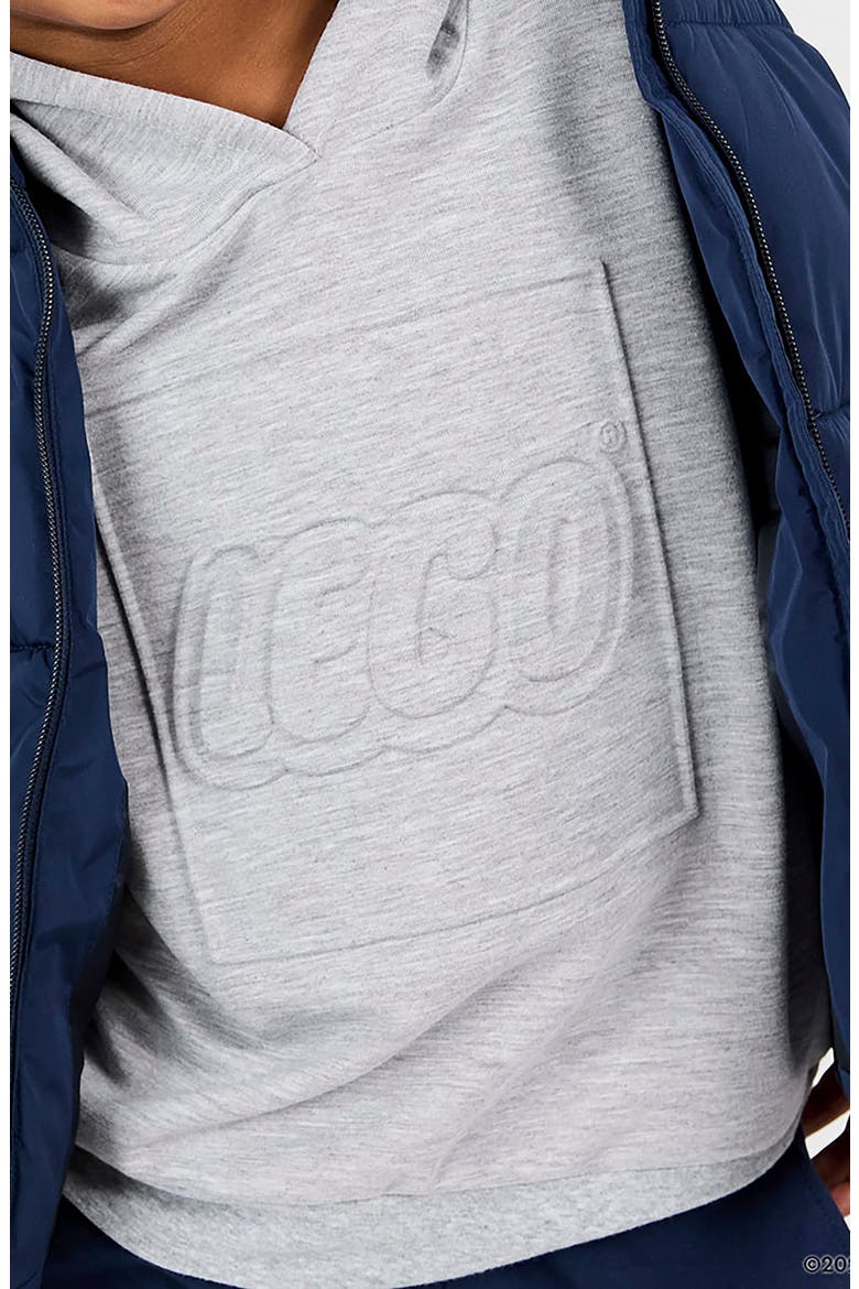 Kids' Embossed Logo Hoodie, Alternate, color, GREY