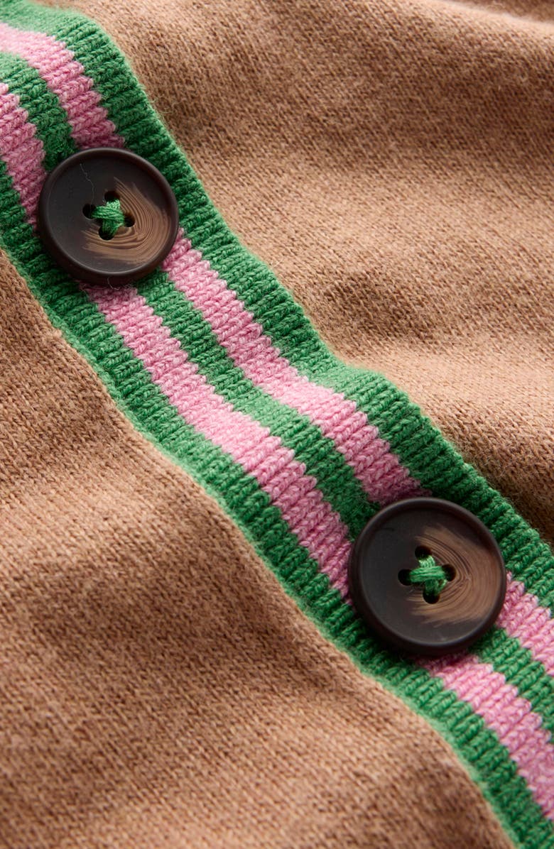 Boden Longline Cotton & Cashmere V-Neck Cardigan, Alternate, color, Camel Melange