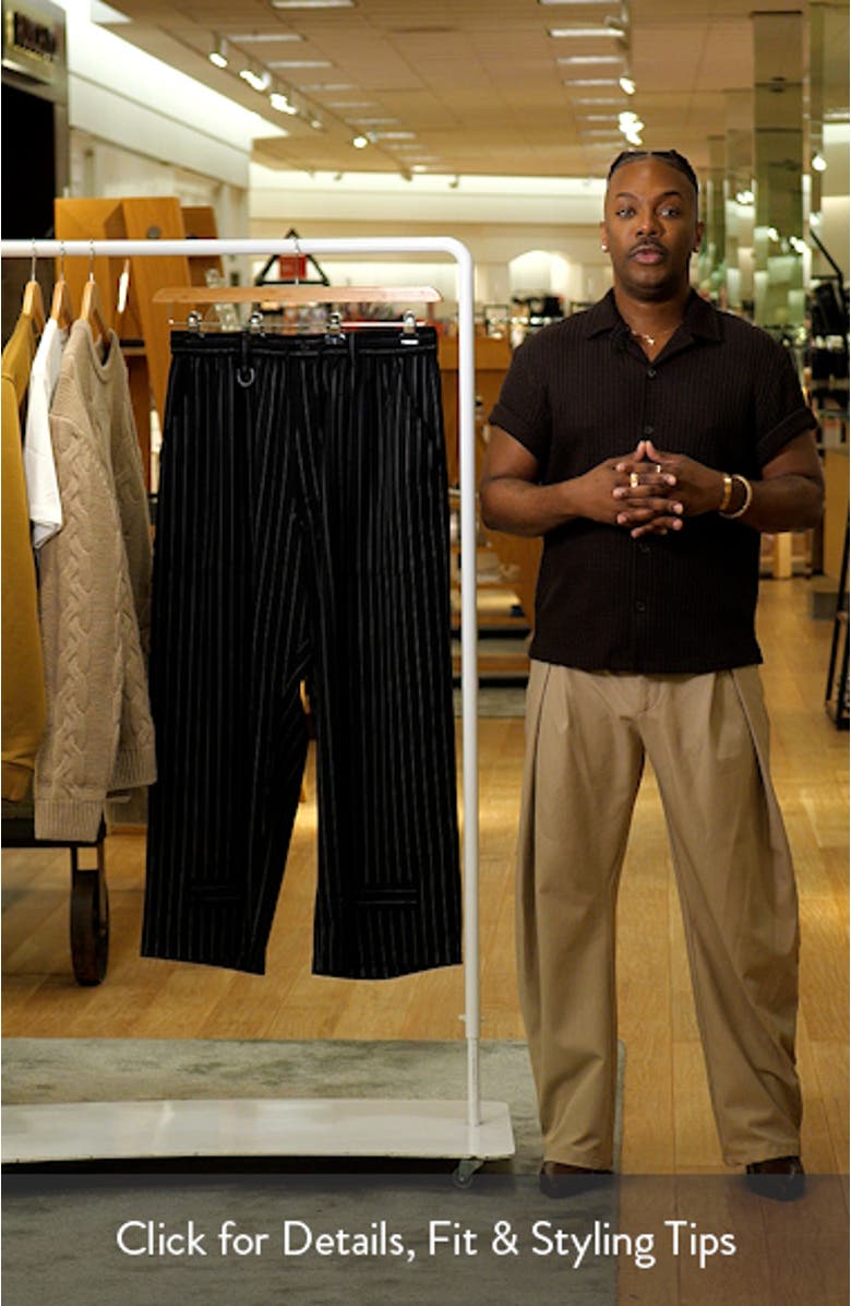 Refined Pinstripe Oversize Wide Leg Drawstring Pants, sales video thumbnail