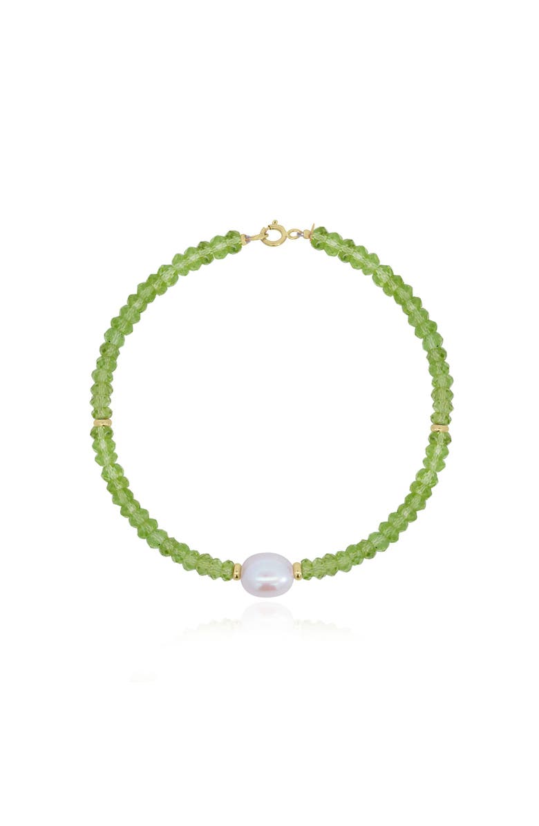 The Lovery Fine Jewelry Peridot Bead Pearl Bracelet, Main, color, Peridot