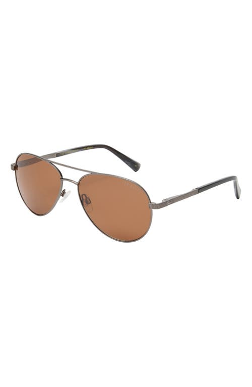 Ted Baker London 58mm Polarized Aviator Sunglasses In Dark Gunmetal