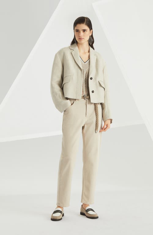 Brunello Cucinelli Garment-dyed Baggy Tapered Jeans In Natural