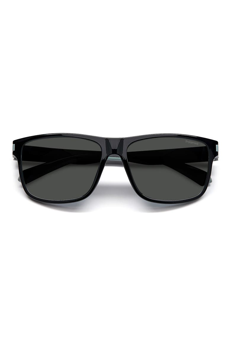 57mm Polarized Rectangular Sunglasses, Alternate, color, BLACK GREY / GRAY POLAR