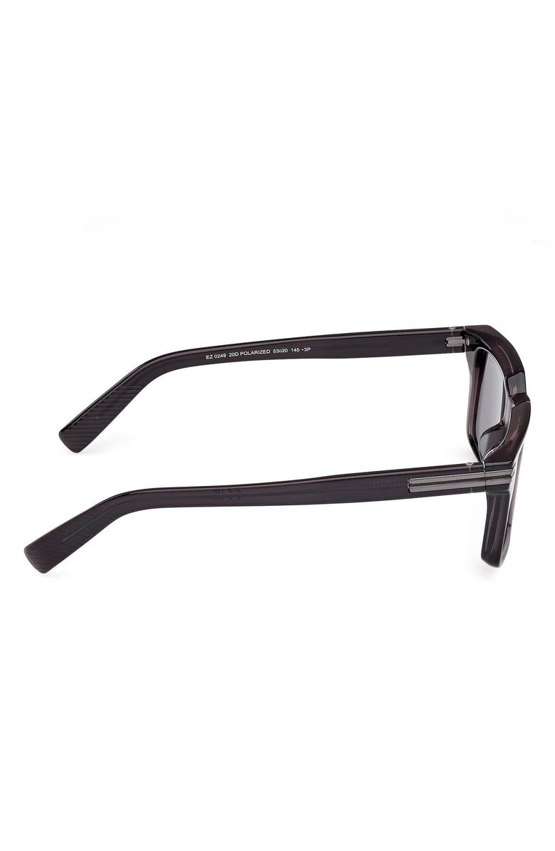 ZEGNA 53mm Rectangular Sunglasses, Alternate, color, Shiny Transparent Dark Grey