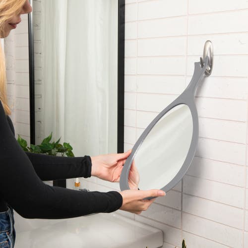 Zadro Xl Teardrop Handheld Mirror With Handle In Gray