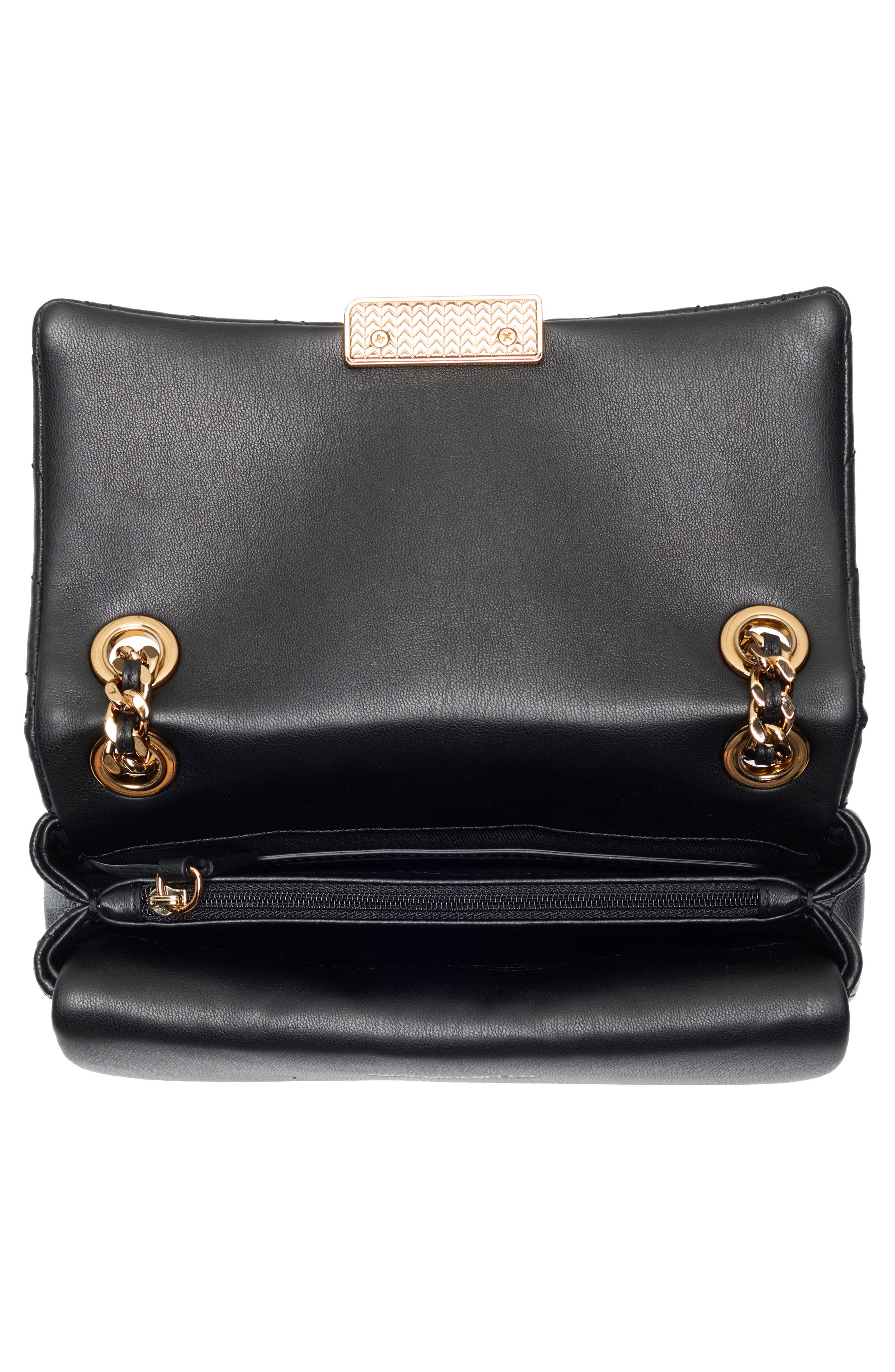 KARL LAGERFELD PARIS Lafayette Quilted Leather Crossbody Bag, Alternate, color, Black/ Gold