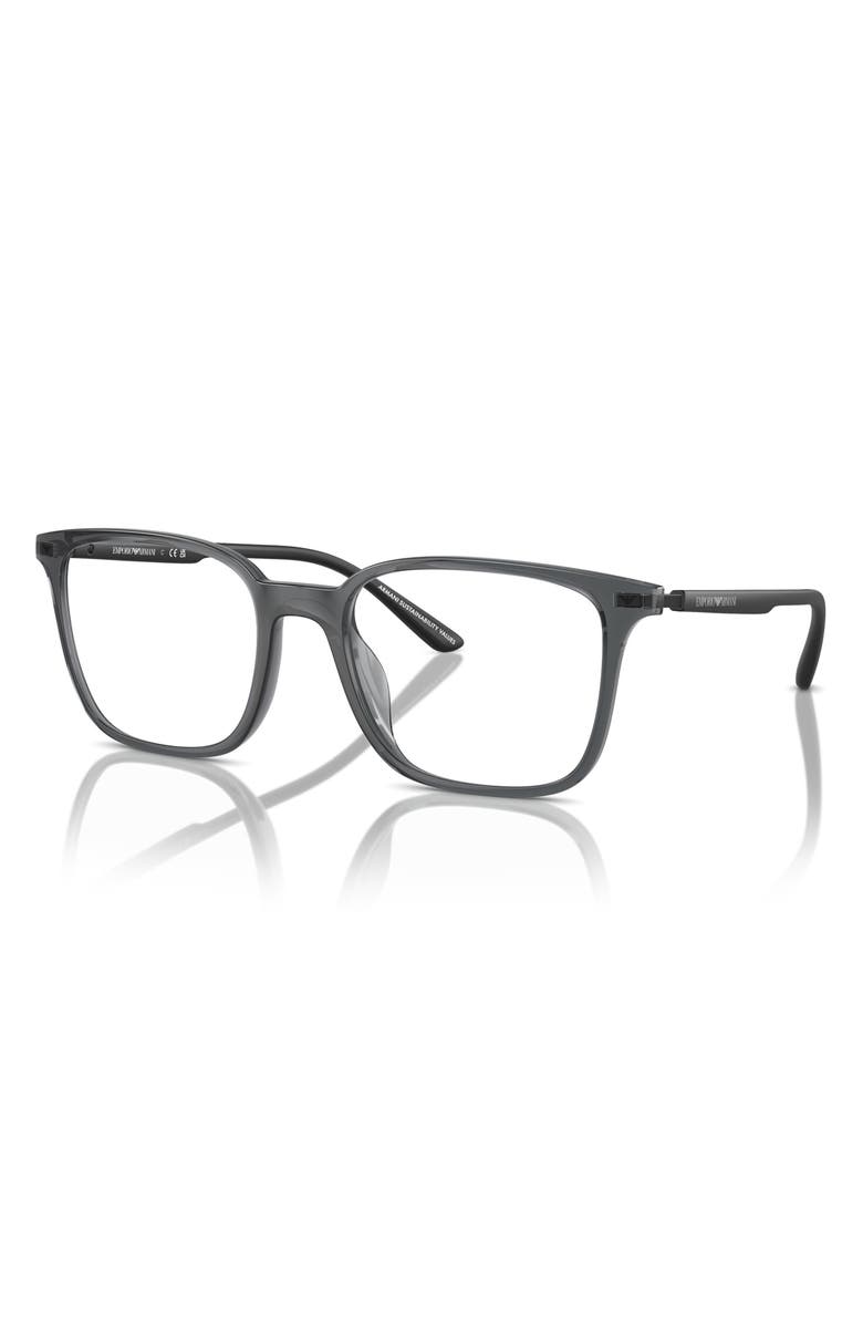 Emporio Armani 54mm Square Optical Glasses, Alternate, color, Shiny Black / Demo Lens
