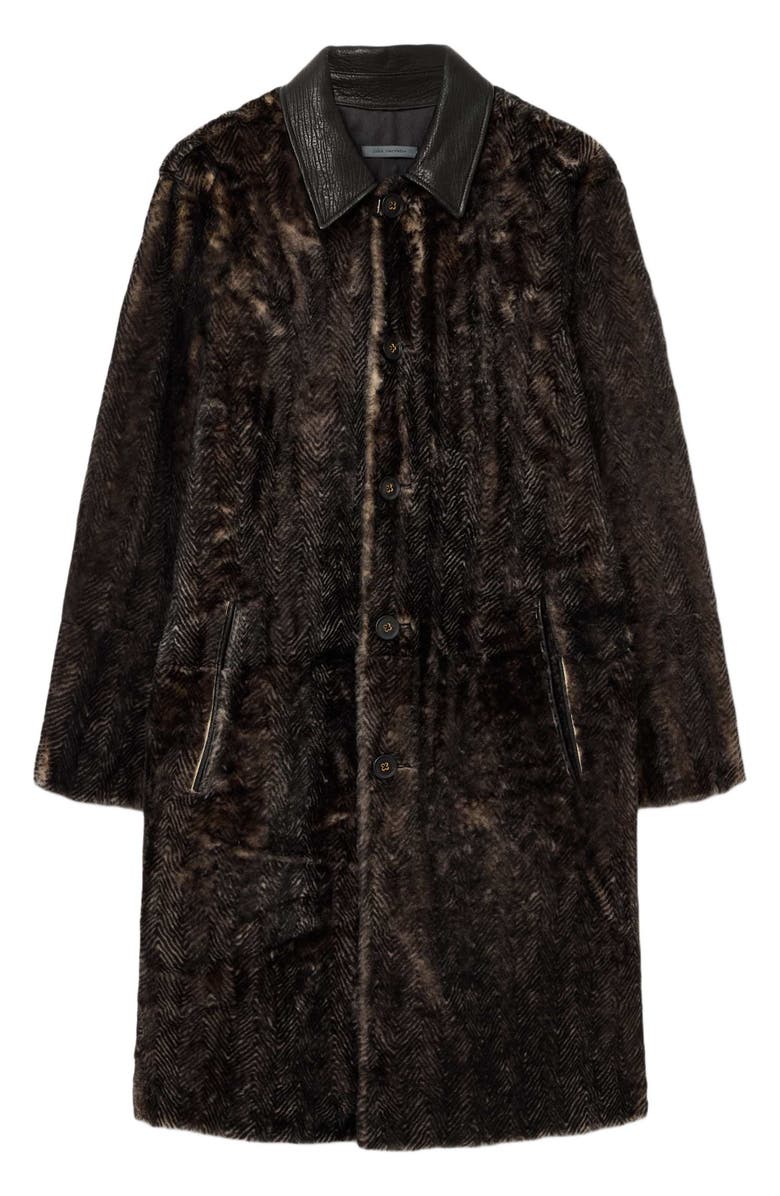 John Varvatos Gove Genuine Shearling Coat, Alternate, color, Black/ White