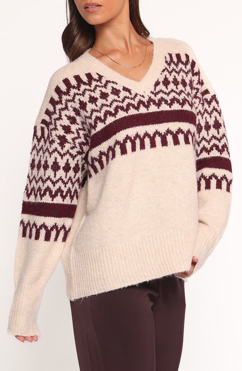 Petal & Pup Astrid Fair Isle Sweater, Alternate, color, Beige Cherry