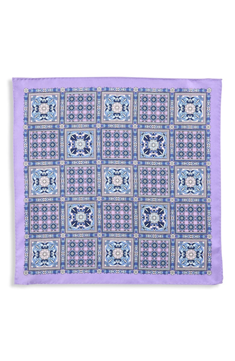 Oak Hill Premium by DXL Big & Tall Multi Square Silk Pocket Square, Alternate, color, Purple