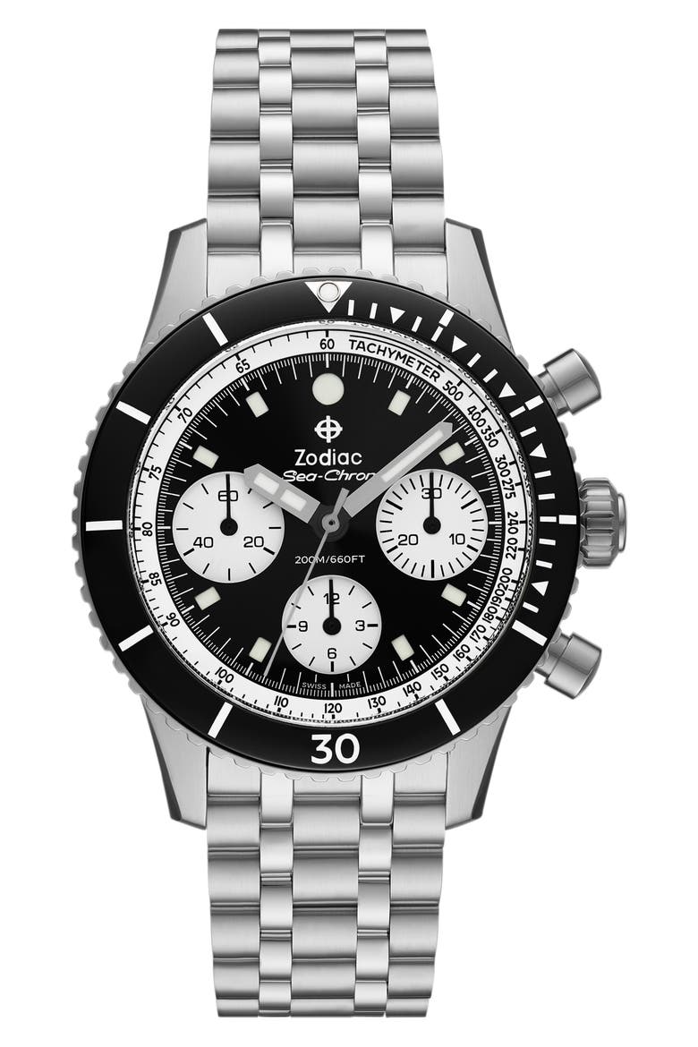 Sea-Chron Automatic Stainless Steel Watch, 42mm, Main, color, SILVER