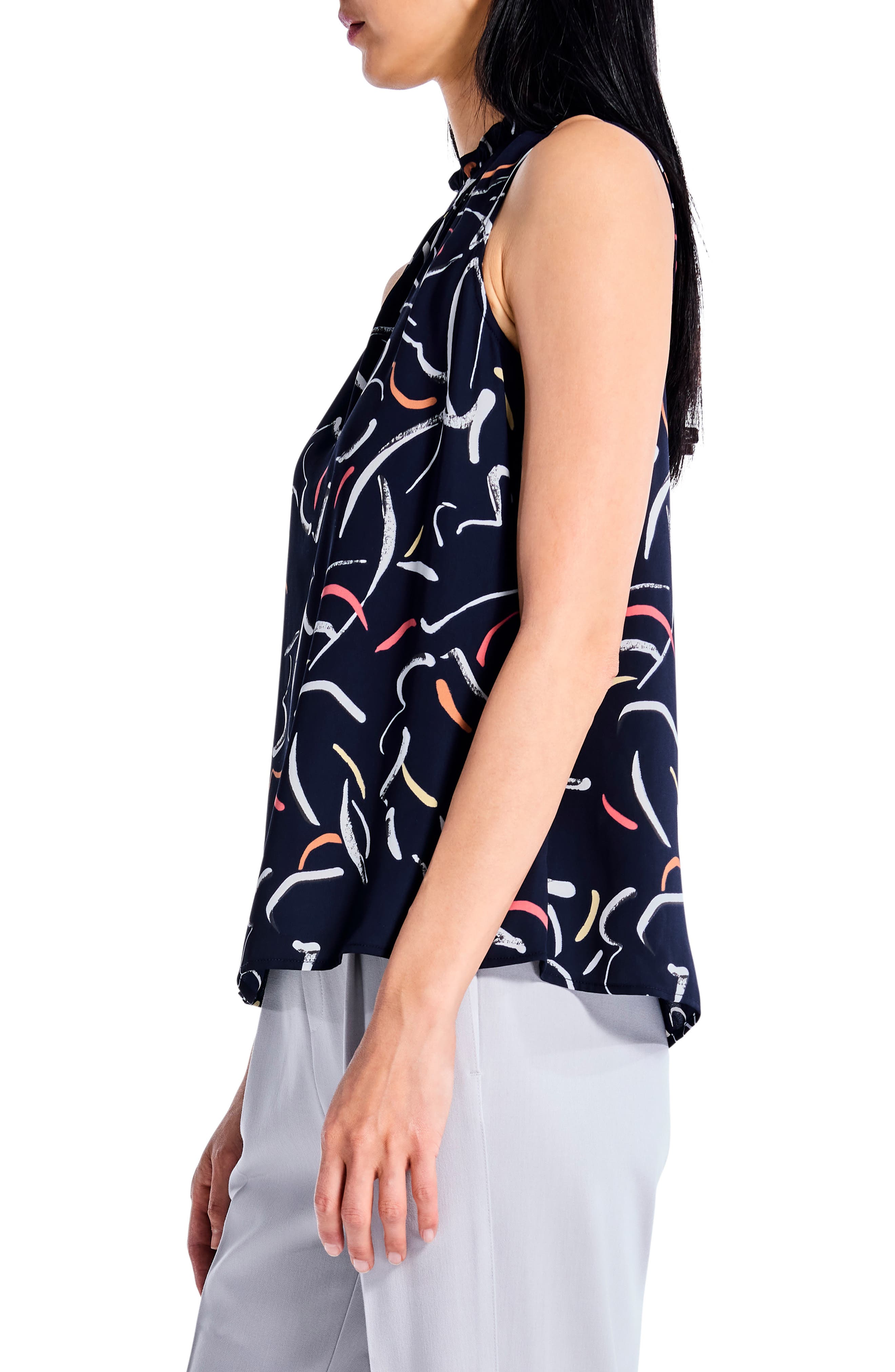 NIC+ZOE Doodle Clouds Sleeveless Ruffle Blouse (Women) | Nordstrom