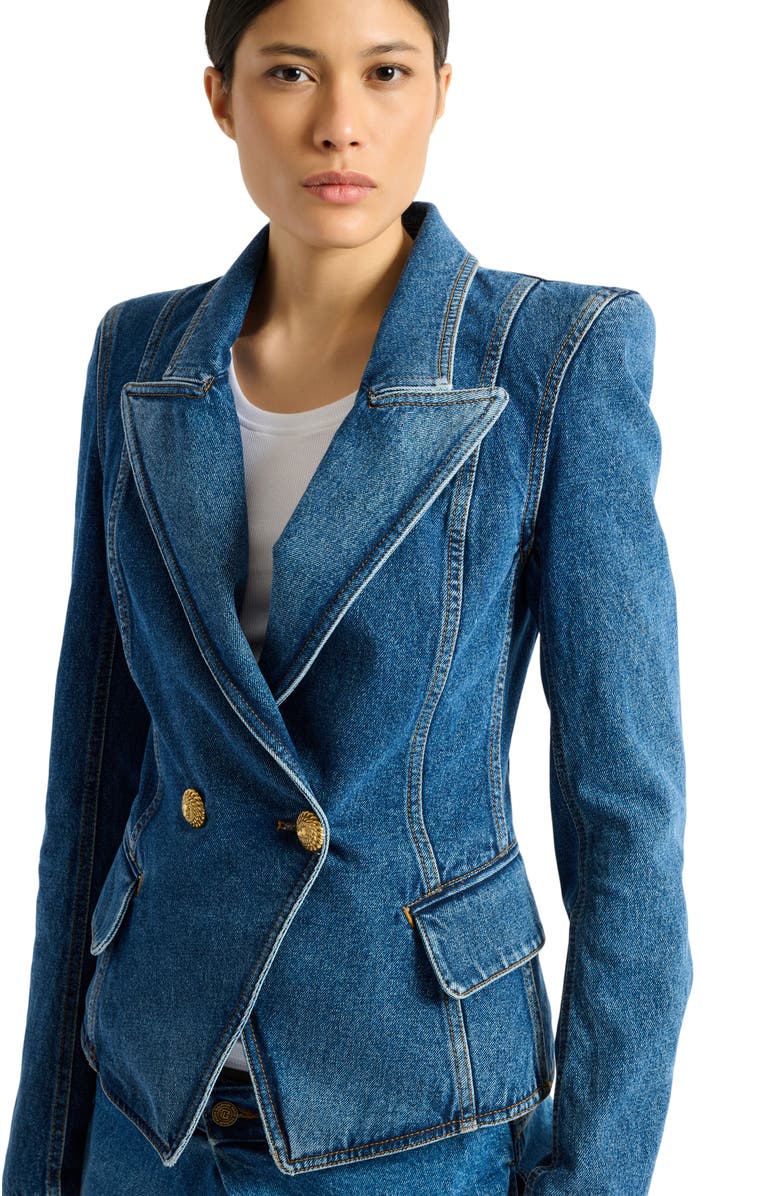 Balmain Denim 2-button jacket, Alternate, color, Blue