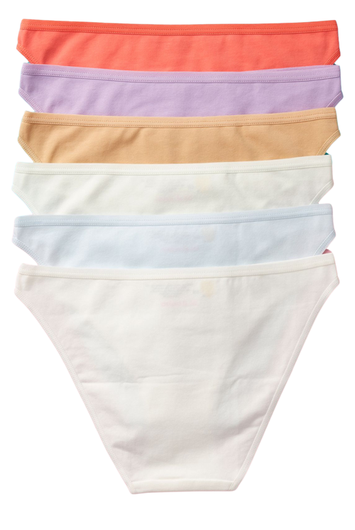 Yellowberry Petal Pima Cotton Bikini Underwear 6pk In Soft Seas