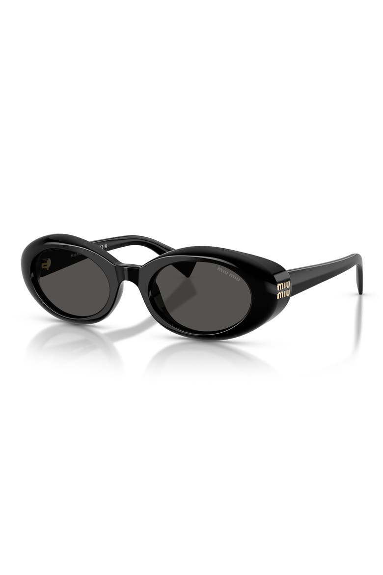 52mm Oval Sunglasses, Alternate, color, BLACK / DARK GREY