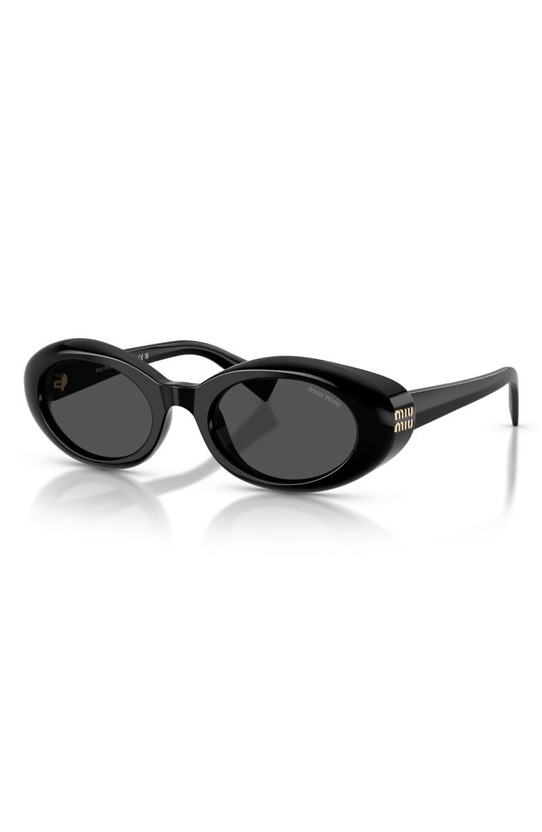 Miu Miu 52mm Oval Sunglasses, Alternate, color, Black / Dark Grey