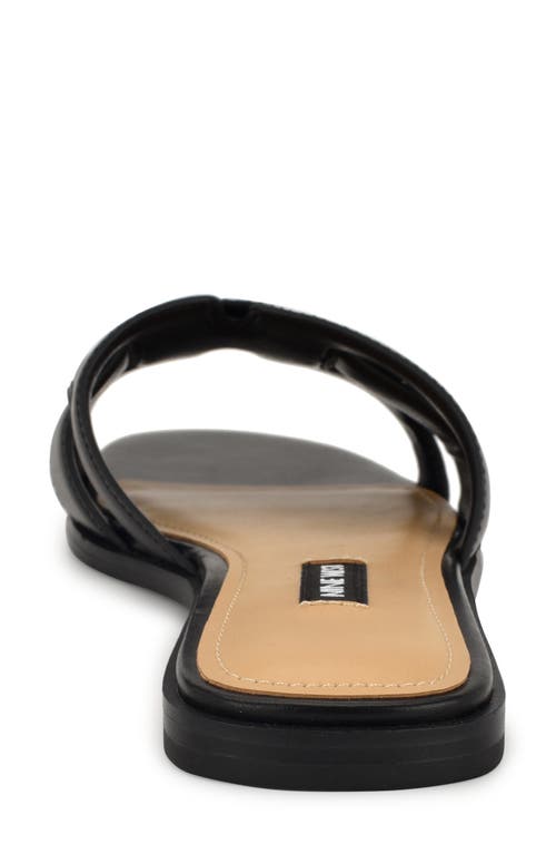 Nine West Germani Womens Leather Square Toe Slide Sandals In Black