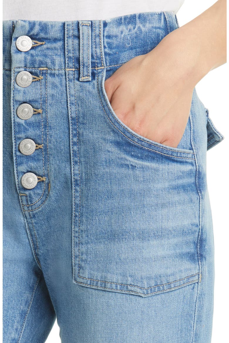 Arya Exposed Button Crop Straight Leg Jeans, Alternate, color, NOVA
