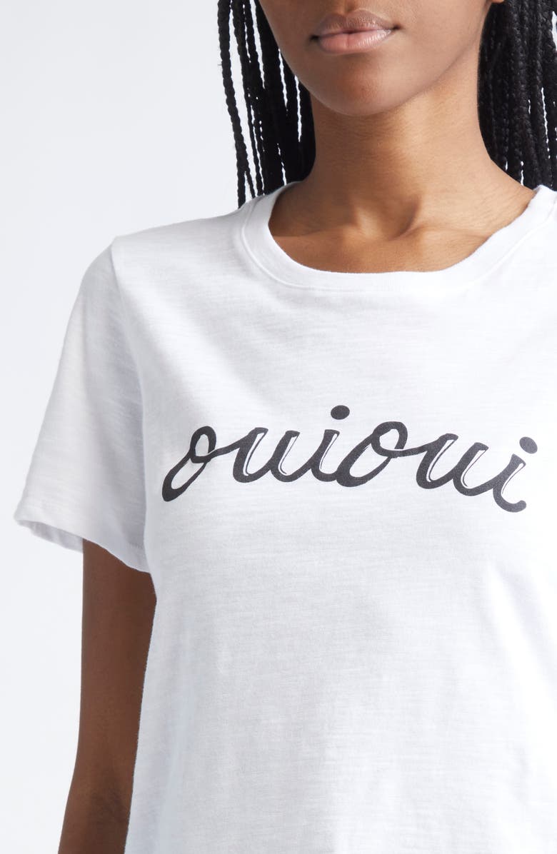Cinq à Sept Script Oui Oui T-Shirt, Alternate, color, White/ Black
