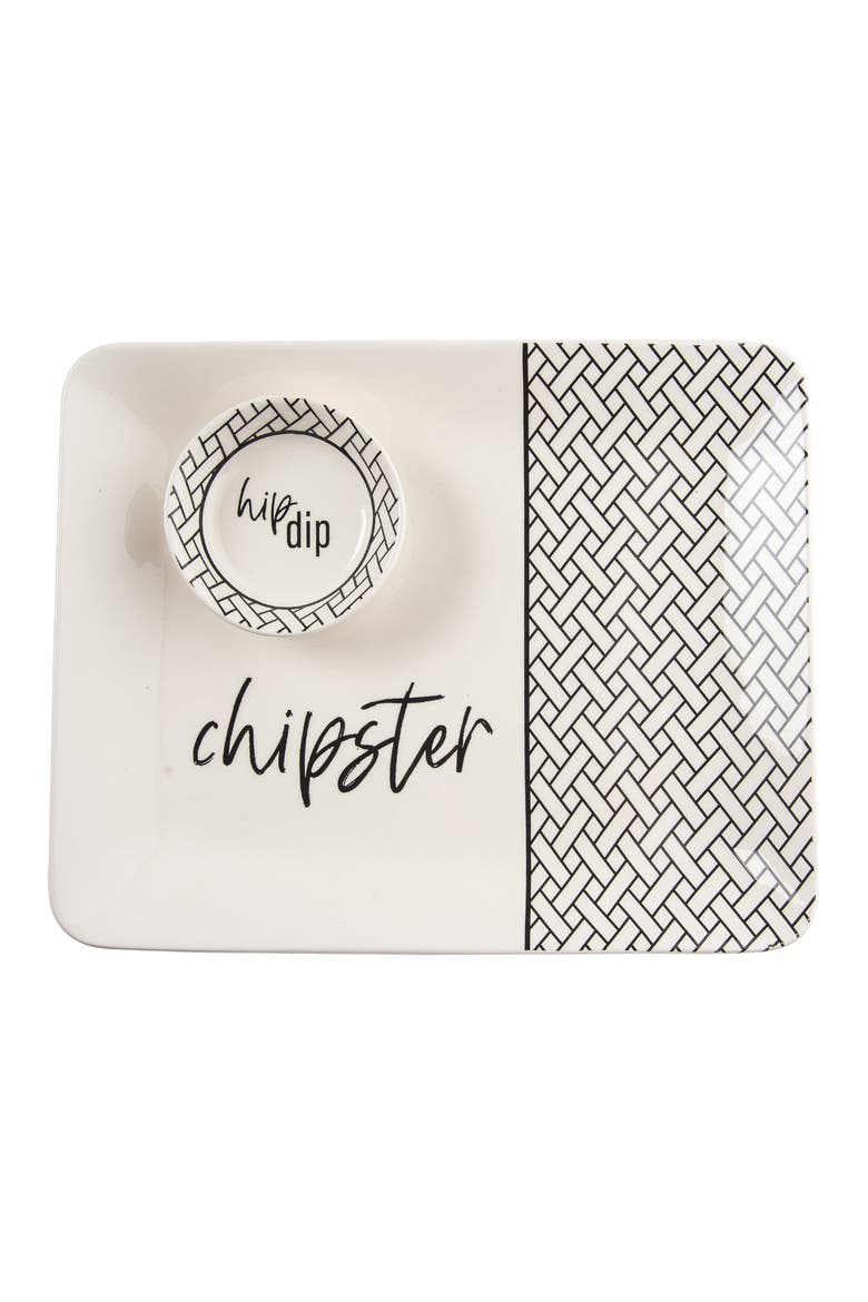 Dip/Chipster Platter & Bowl Set of 2 Ceramic White, Main, color, White