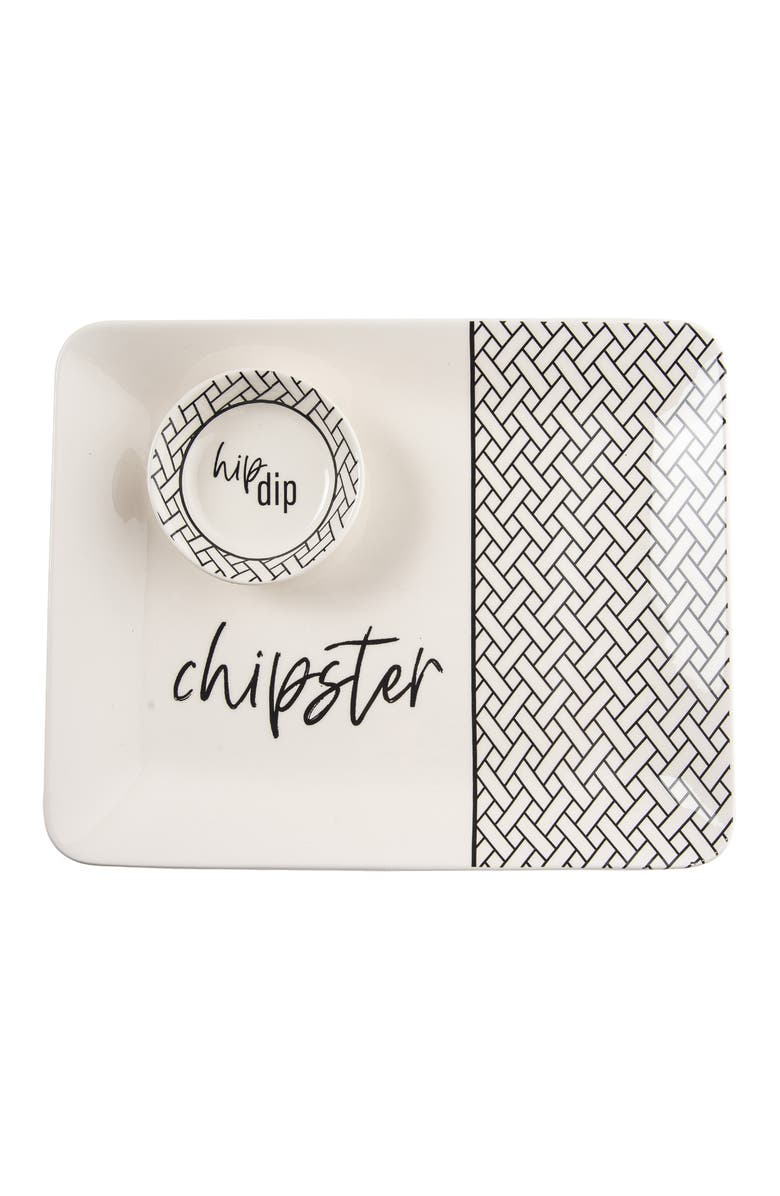 Totalee Gift Dip/Chipster Platter & Bowl Set of 2 Ceramic White, Main, color, White