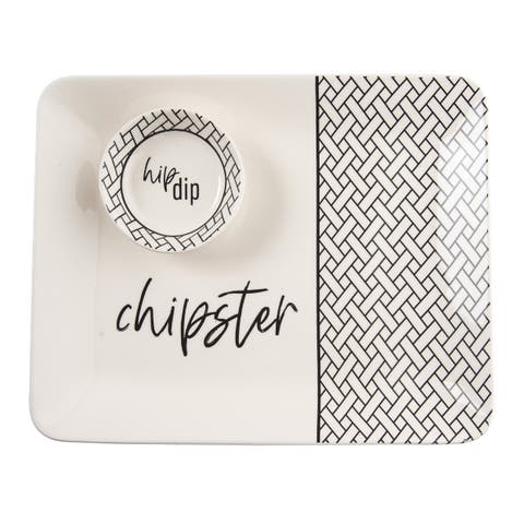 Dip/Chipster Platter & Bowl Set of 2 Ceramic White