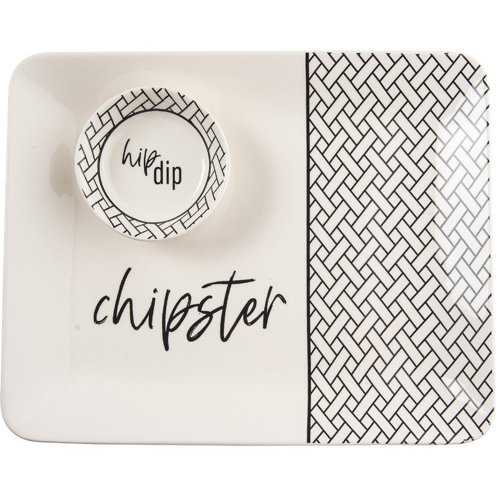 Totalee Gift Dip/chipster Platter & Bowl Set Of 2 Ceramic White In Multi