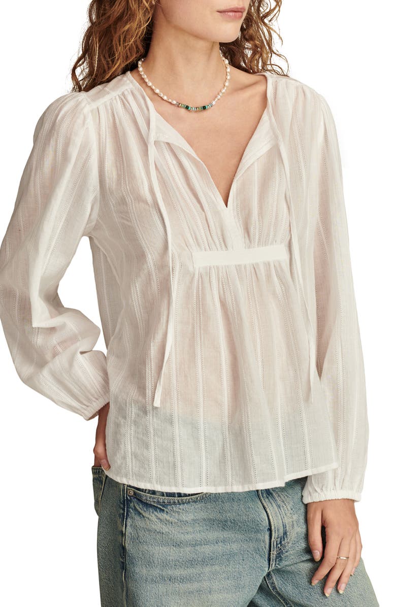 Lucky Brand Cotton Blend Peasant Top, Alternate, color, 