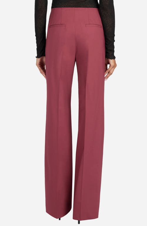 Santorelli Della Wool Stretch Straight Leg Pants In Burgundy
