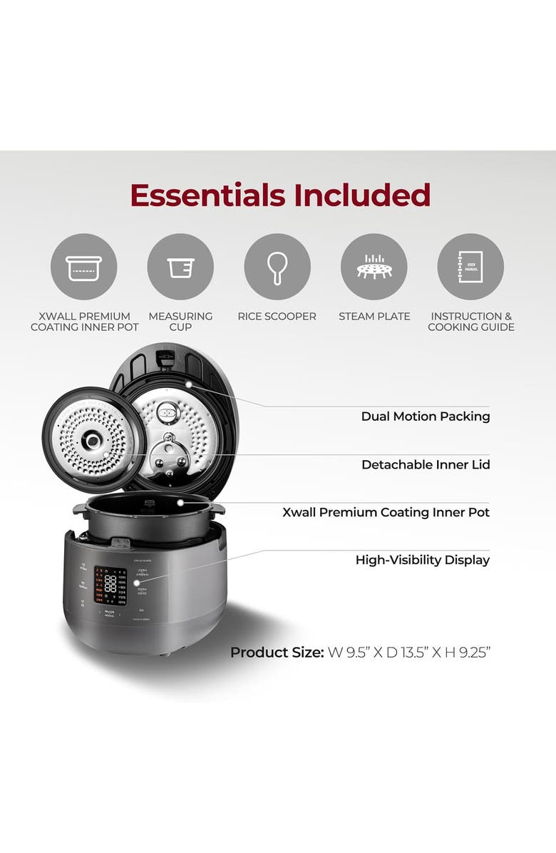 Cuckoo 6-Cup (Uncooked) Twin Pressure Rice Cooker with Nonstick Inner Pot, Alternate, color, Grey