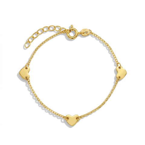 14k Polished Heart Charm Bracelet