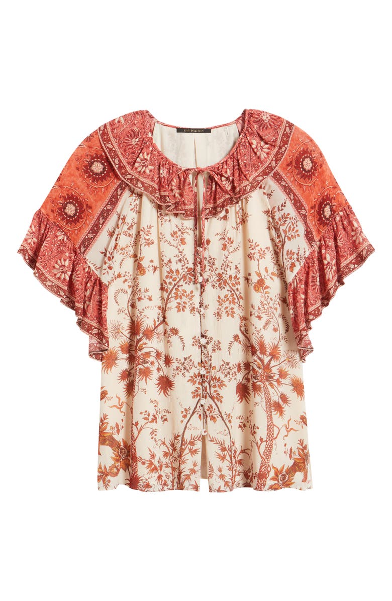 KOBI HALPERIN Verity Floral Print Flutter Sleeve Top, Alternate, color,