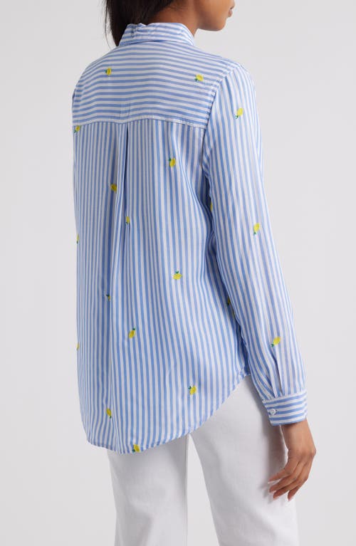 BEACHLUNCHLOUNGE BEACHLUNCHLOUNGE KAYLEE HEART STRIPE LONG SLEEVE BUTTON-UP SHIRT 