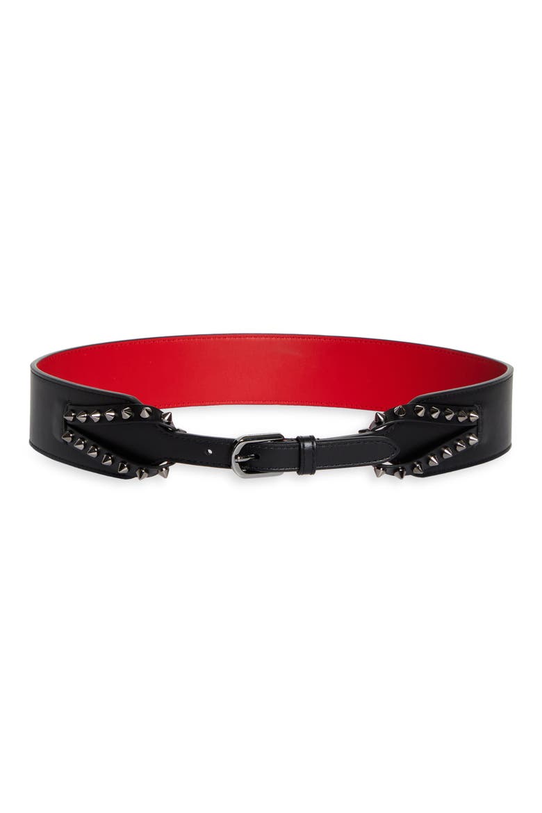 Cabata Spike Leather Corset Belt, Main, color, BLACK/ GUN METAL
