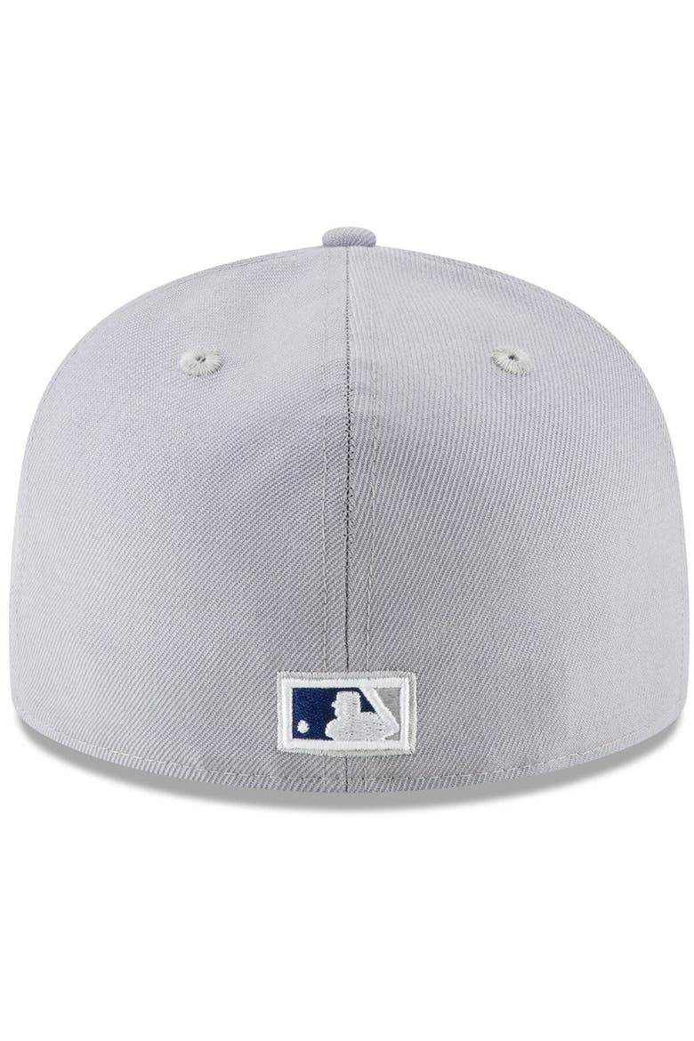 Men's New Era Gray Los Angeles Dodgers Cooperstown Collection Logo 59FIFTY Fitted Hat, Alternate, color, Gray