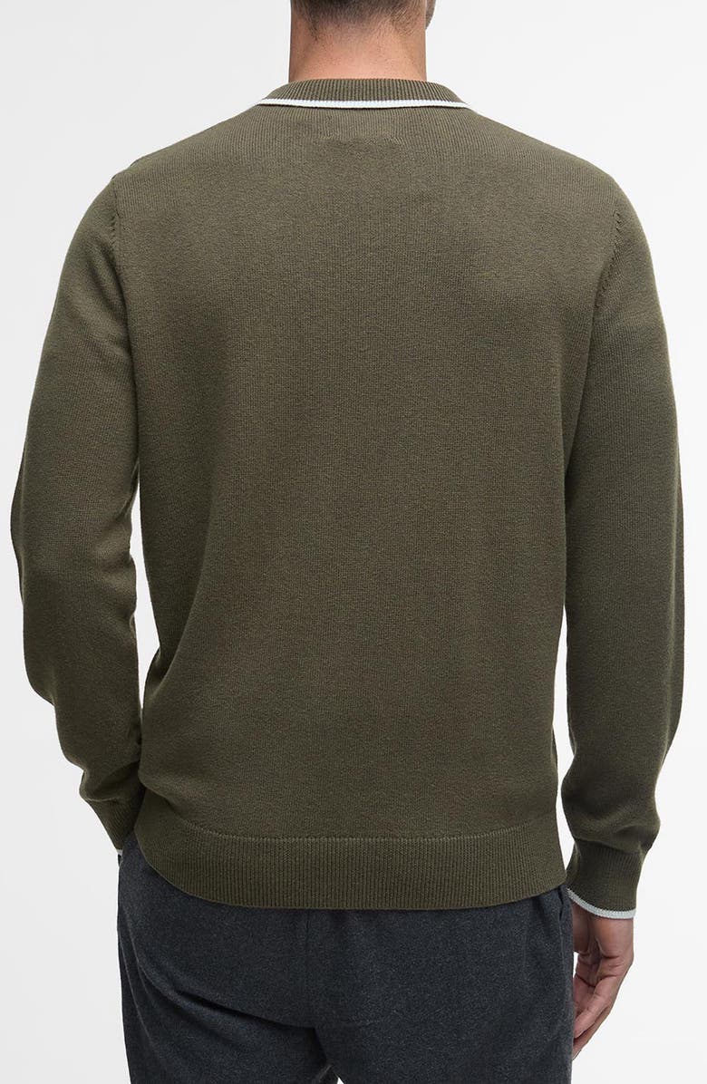 Barbour Fenhill Cotton & Wool Blend Long Sleeve Polo, Alternate, color, Mid Olive