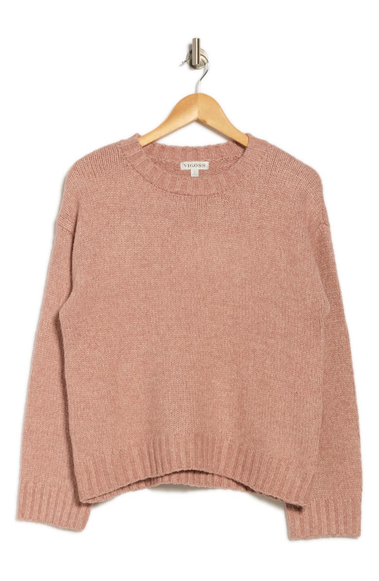 Vigoss Cozy Crewneck Sweater, Alternate, color, Misty Rose
