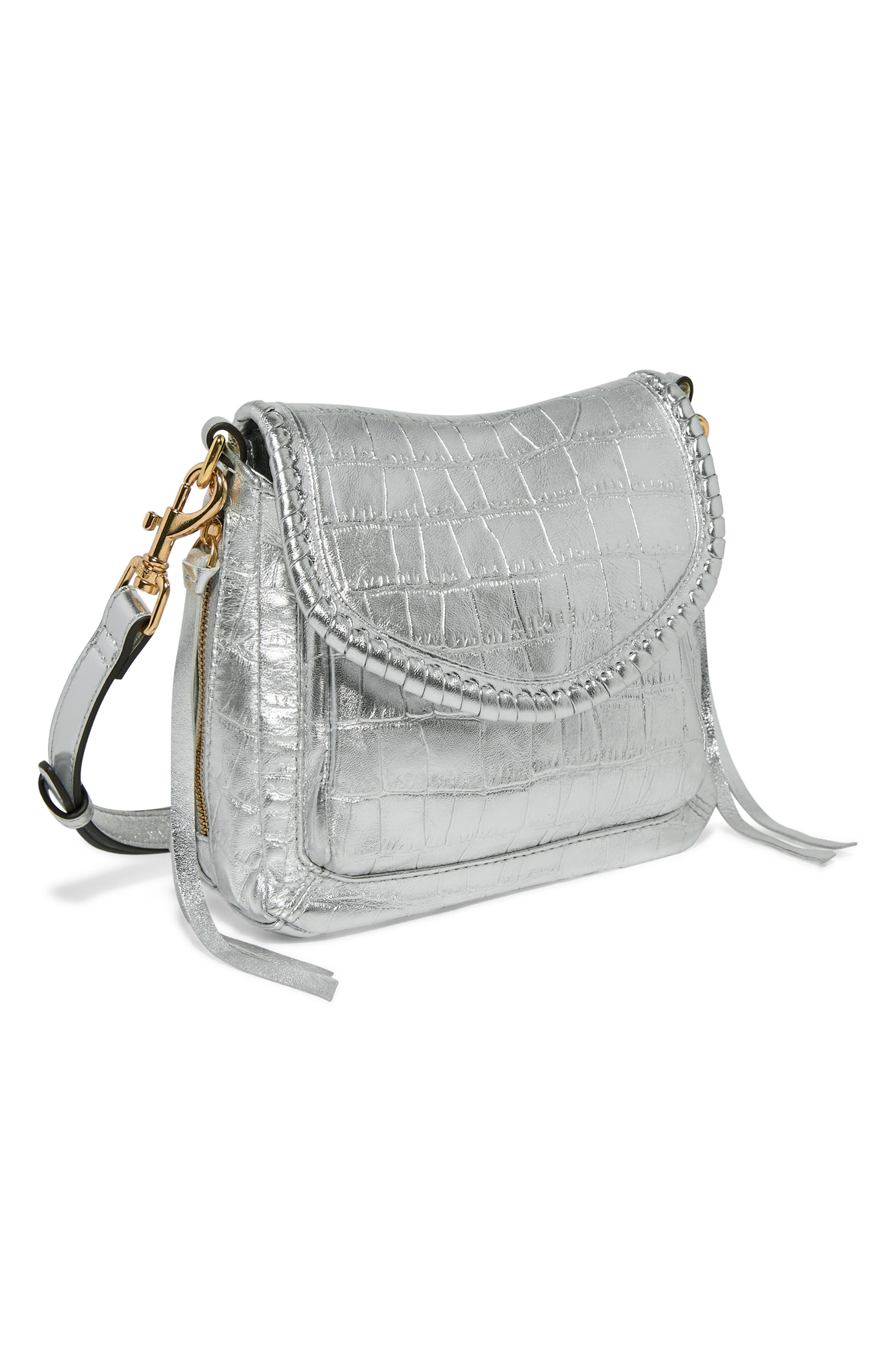 AIMEE All for Love Genuine Calf Hair & Leather Mini Crossbody Bag, Alternate, color, Metallic Silver Croco