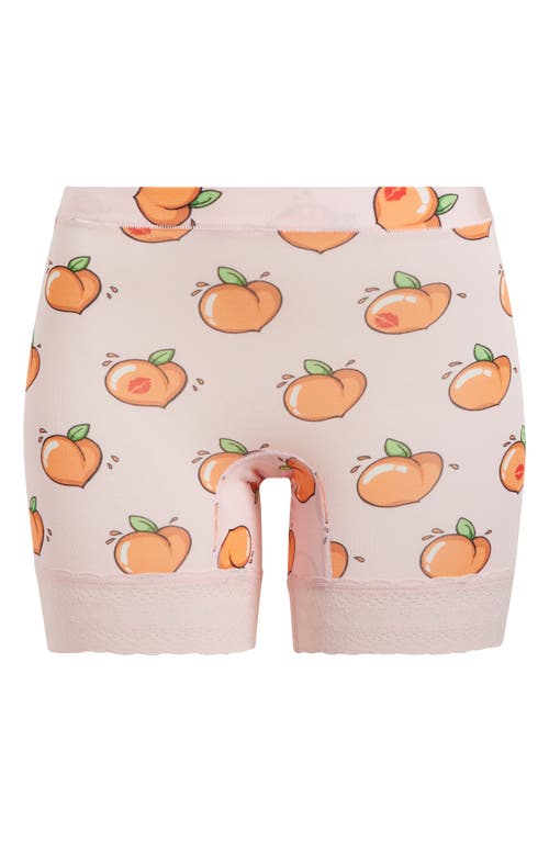 Meundies Feelfree Lace Trim Long Boyshorts In Kiss My Peach